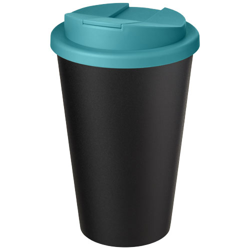 Gobelet recyclé personnalisé 350 ml Americano® Eco Bleu aqua et Noir